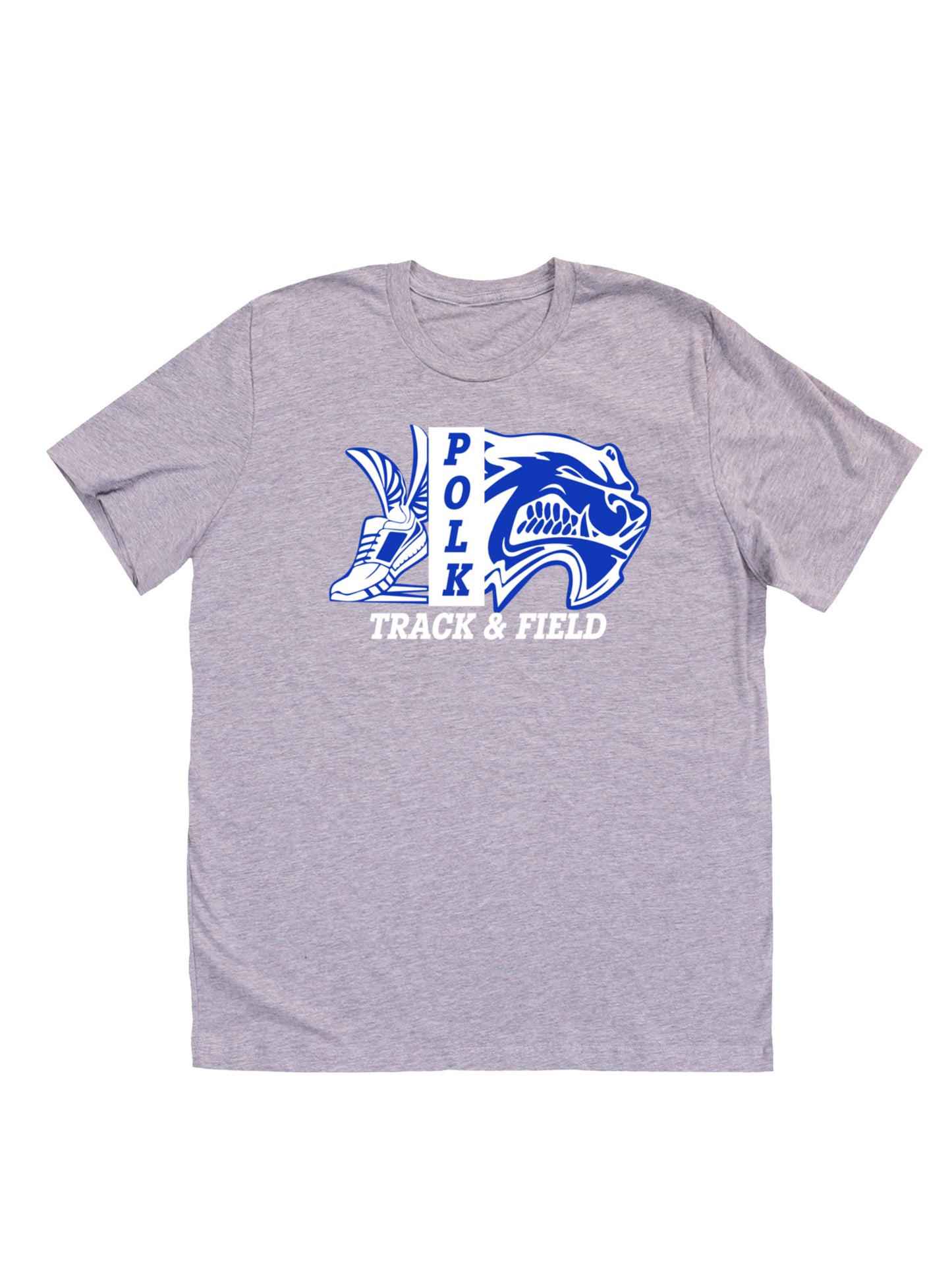 Polk County Track & Field Wolverine Head And Shoe Logo, White Short Sleeve T-shirt