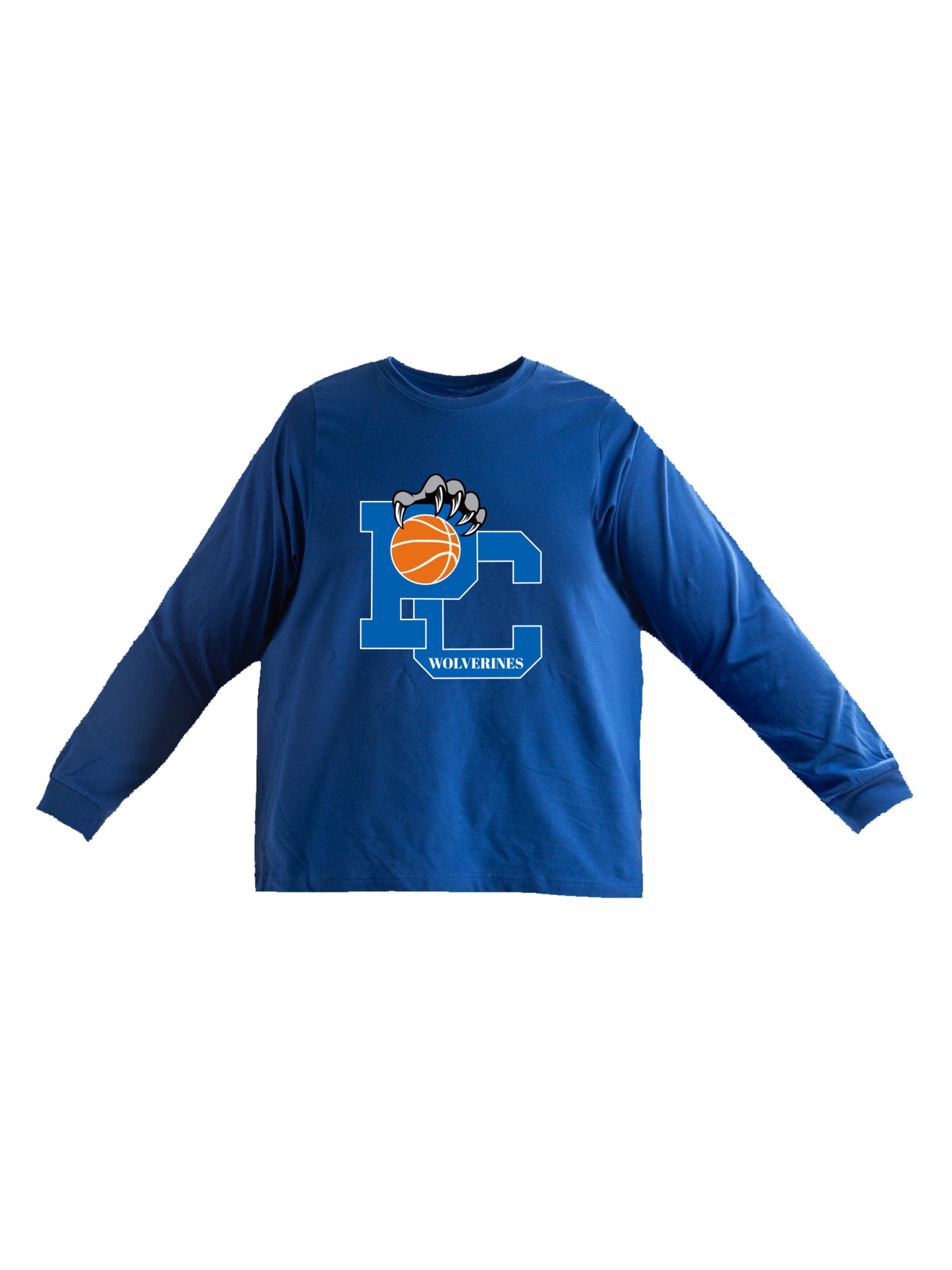 Polk County Basketball Wolverines Claws in Blue Long Sleeve T-shirt