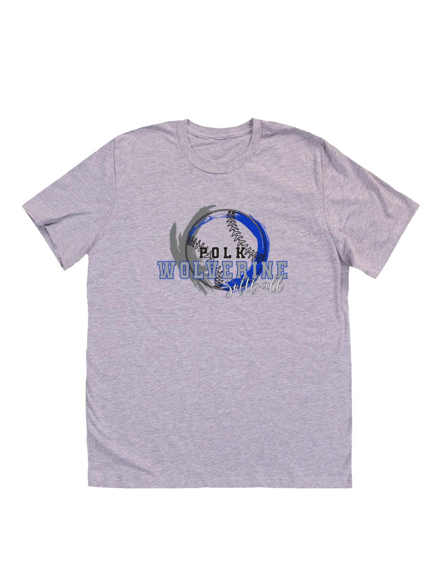 Polk County Wolverines Softball Black Stitch Short Sleeve T-shirt