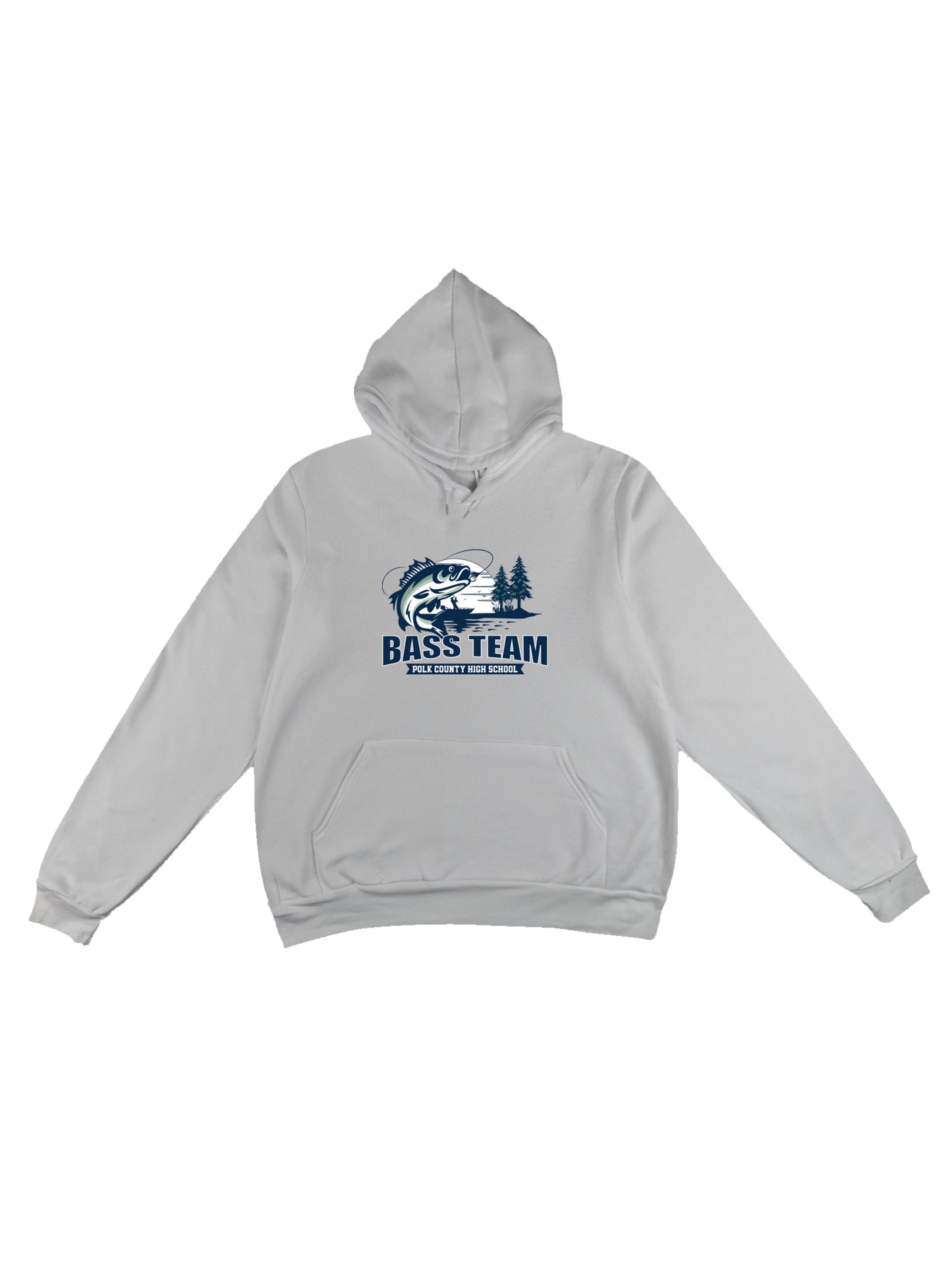 PCHS Bass Team Fishing Scene Design with Men Sponge Fleece Pullover Hoodie