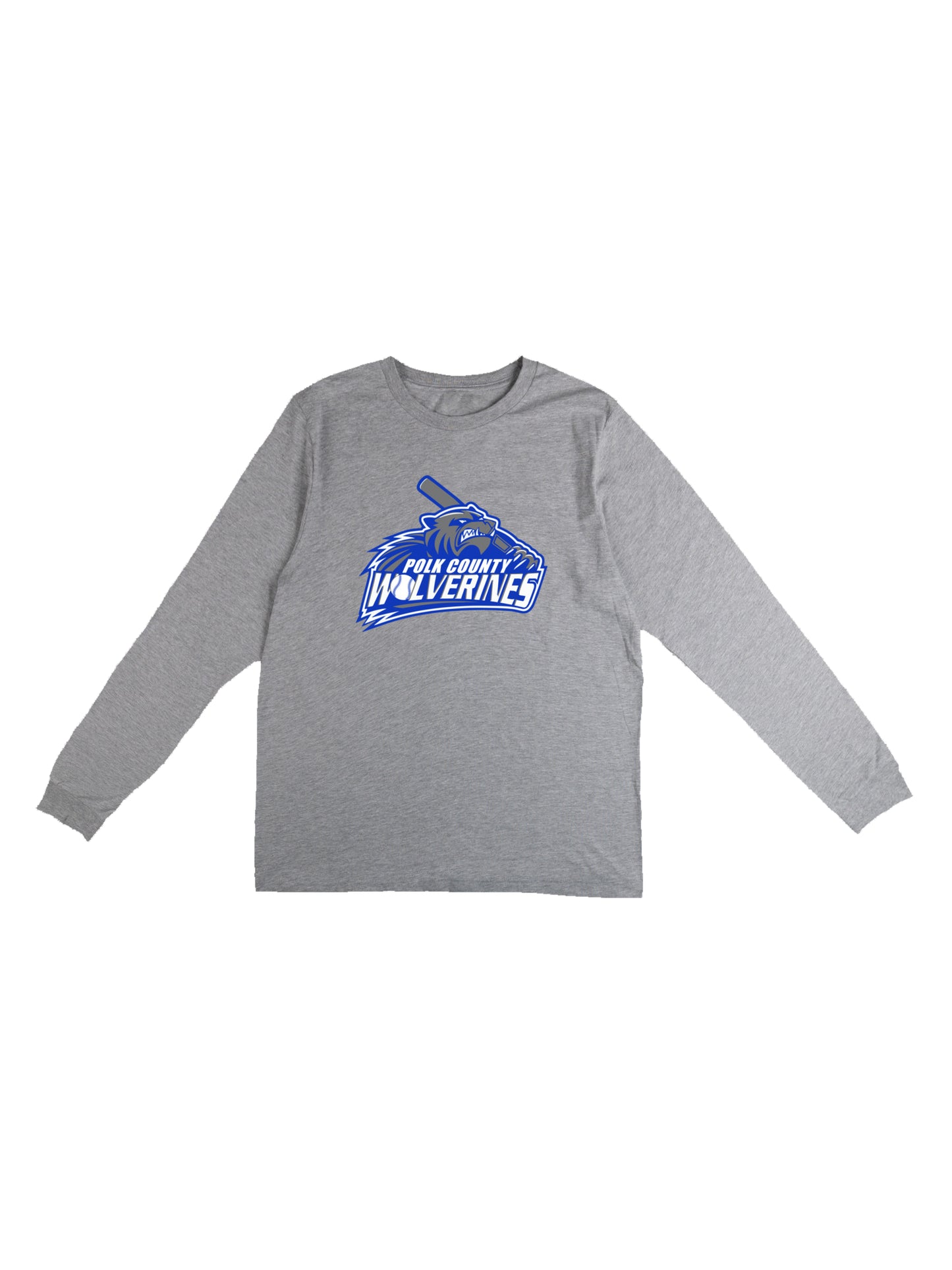Polk County Wolverines Baseball Logo Long Sleeve T-shirt