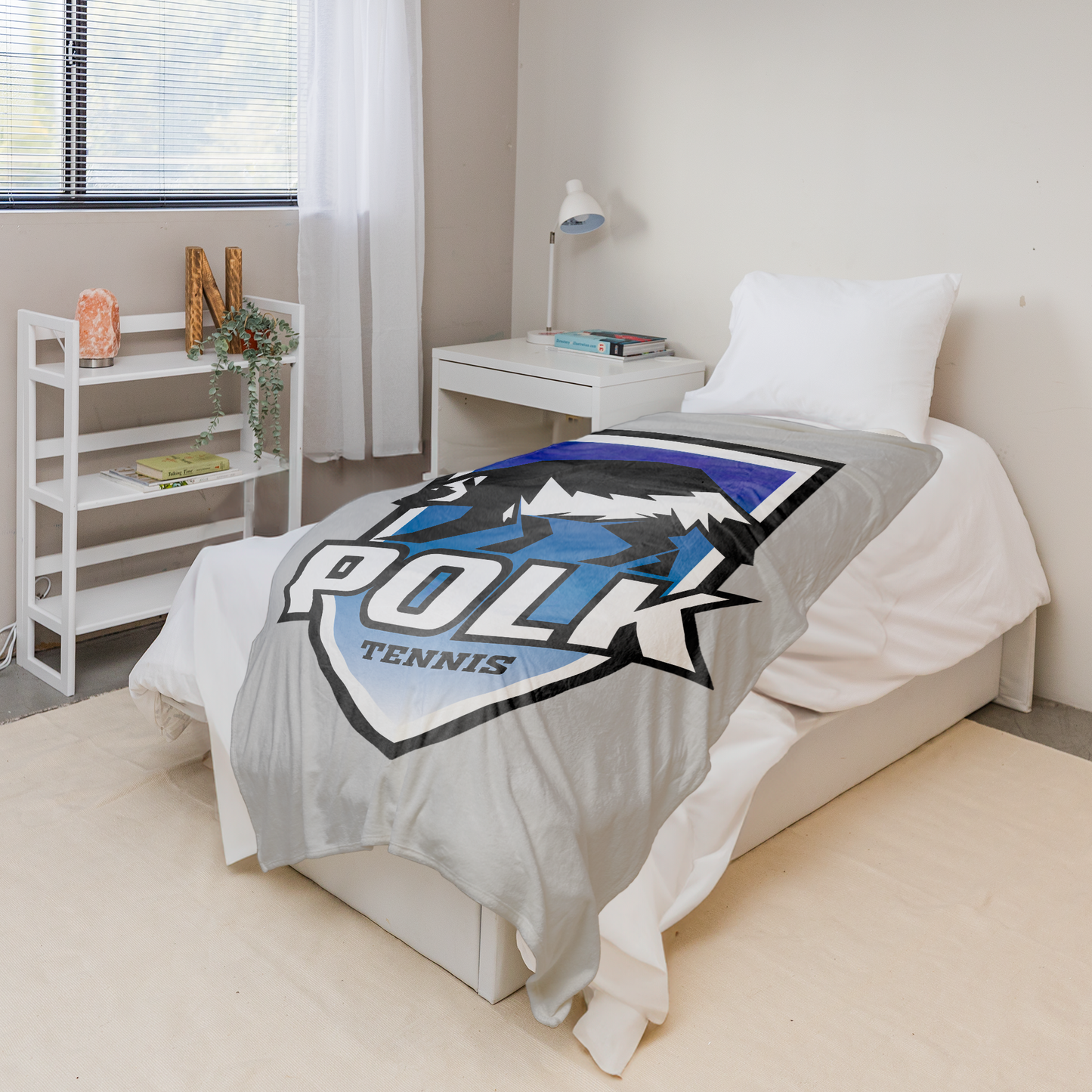 Polk County Wolverines Tennis Shield Logo 50"x60" Fleece Blanket