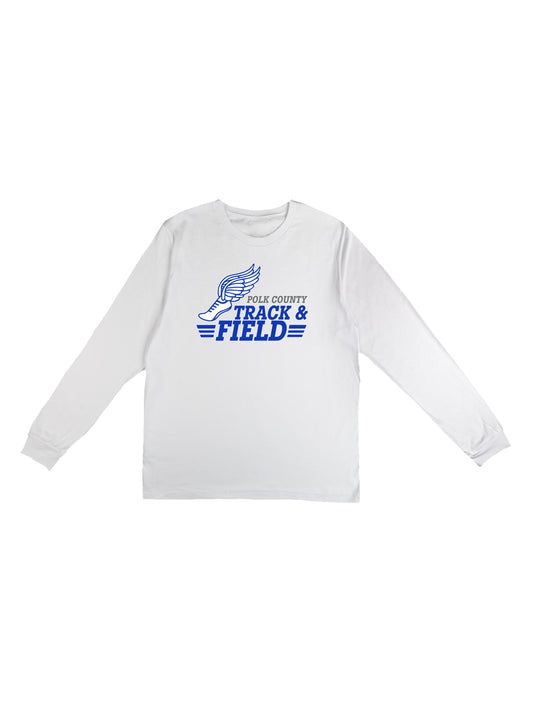 Polk County Schools Track & Field Blue Logo Long Sleeve T-shirt