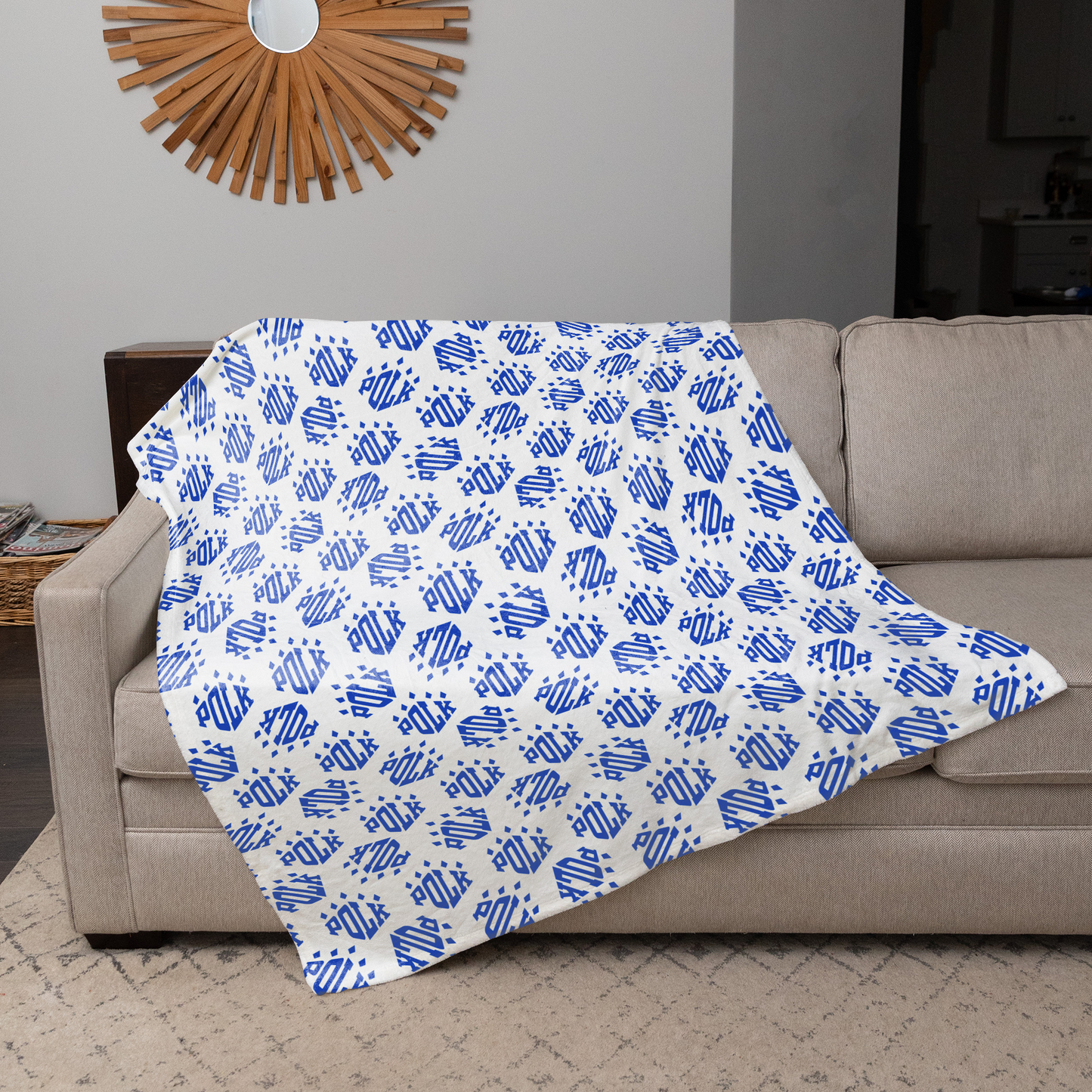 Polk Paw Logo Pattern, Blue 50"x60" Fleece Blanket