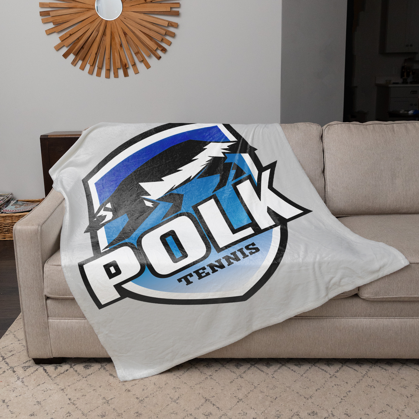 Polk County Wolverines Tennis Shield Logo 50"x60" Fleece Blanket