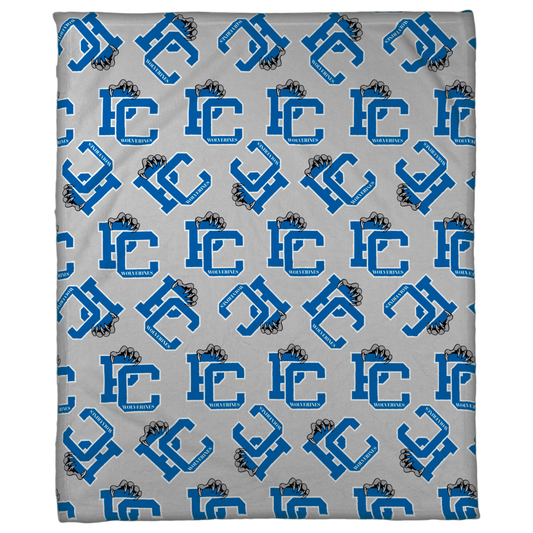 PC Wolverines Claw Logo Pattern, Blue 50"x60" Fleece Blanket