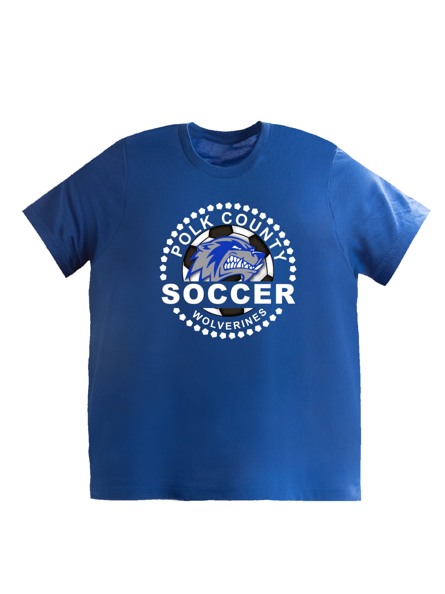 Polk County Wolverines Soccer White Logo Short Sleeve Tee