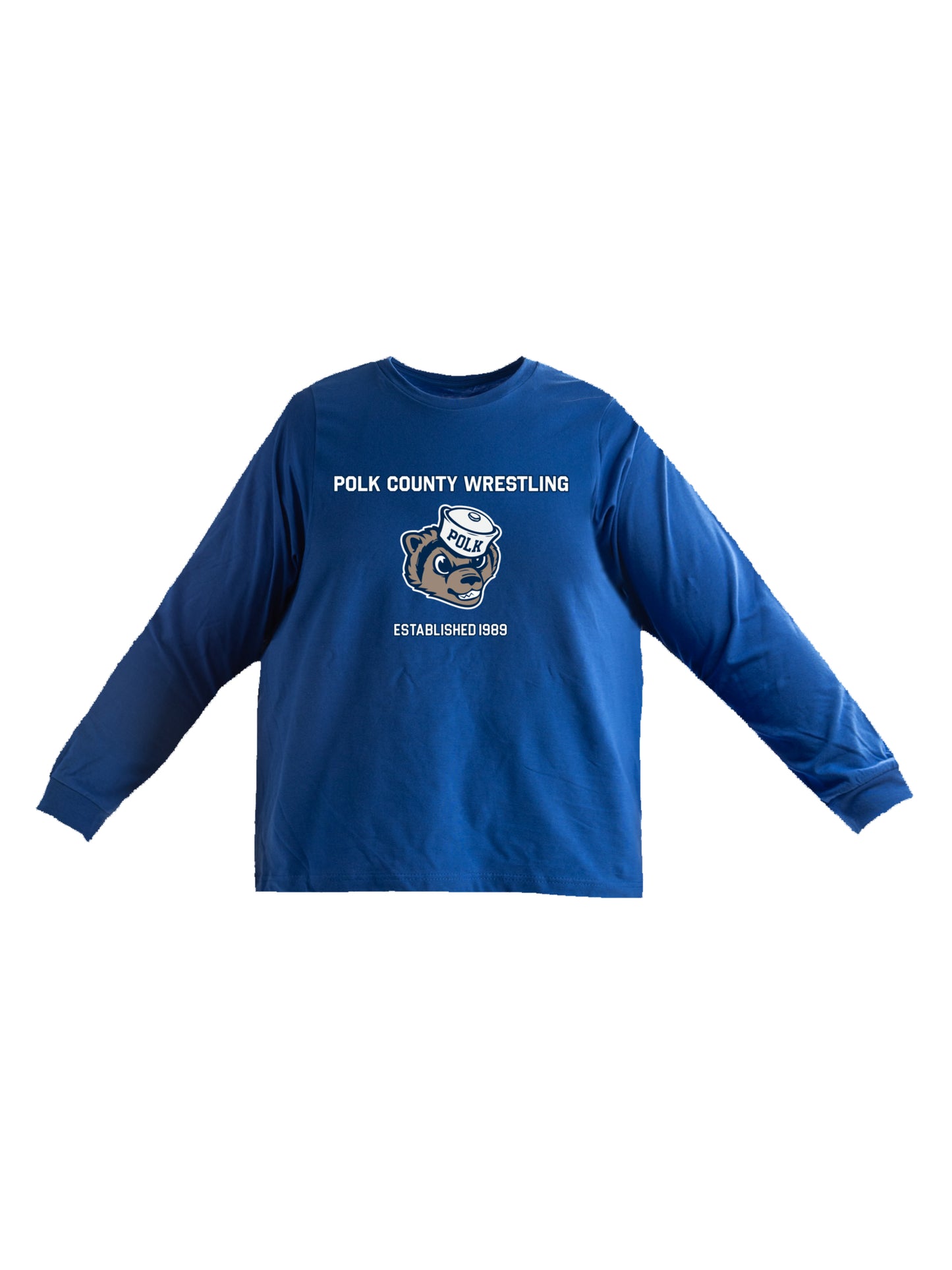 Polk County Wrestling with Mascot Design Long Sleeve T-shirt