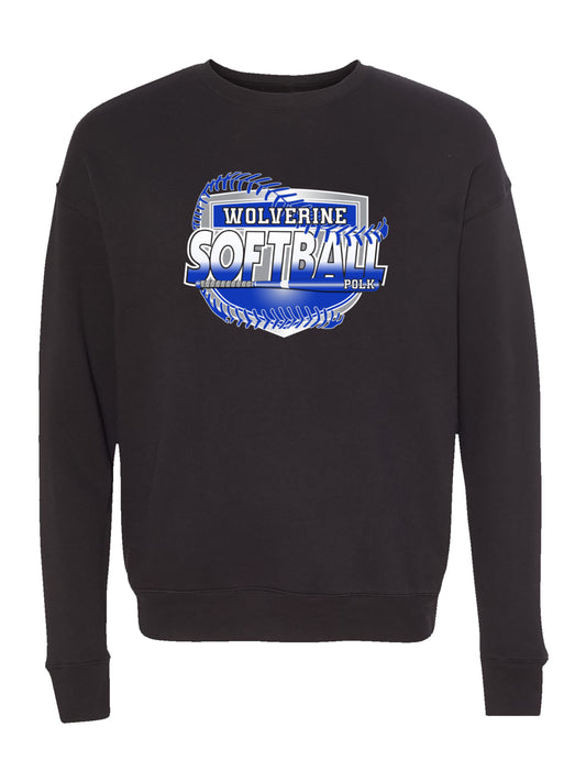 Polk County Wolverines Shield Logo Softball Fleece Sweatshirt
