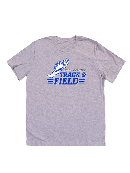 Polk County Schools Track & Field Blue Logo Short Sleeve T-shirt