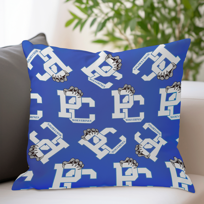 PC Wolverines Claw Logo Pattern on Blue Throw Pillows