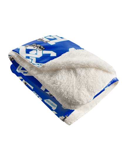 PC Wolverines Claw Logo Pattern, White on Blue 60"x80" Sherpa Fleece Blanket