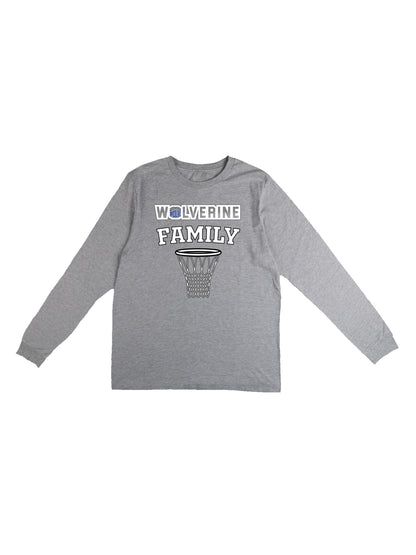 Polk County "Wolverine Family" + Basketball Net Long Sleeve T-shirt