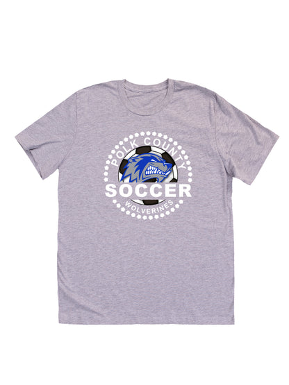 Polk County Wolverines Soccer White Logo Short Sleeve Tee