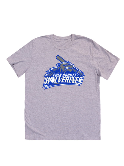Polk County Wolverines Baseball Logo Short Sleeve T-shirt