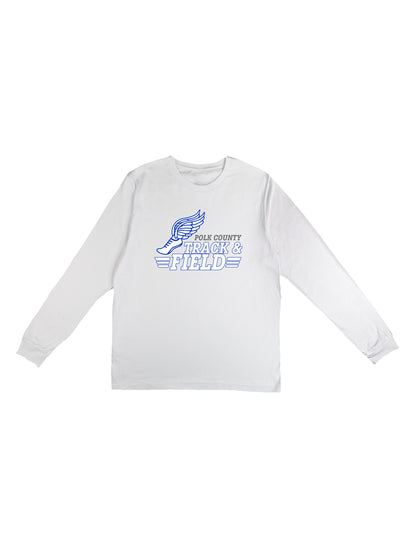 Polk County Schools Track & Field White Logo Long Sleeve T-shirt