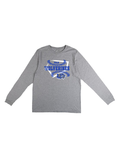 Polk County Schools Wolverines Homeplate Blue Logo Long Sleeve T-shirt