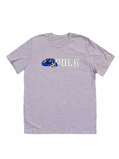 Polk County Wolverine with Soccer Ball White Logo Jersey Short Sleeve T-shirt