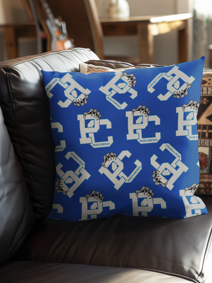 PC Wolverines Claw Logo Pattern on Blue Throw Pillows