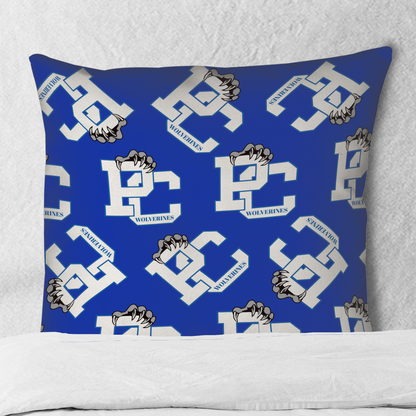 PC Wolverines Claw Logo Pattern on Blue Throw Pillows