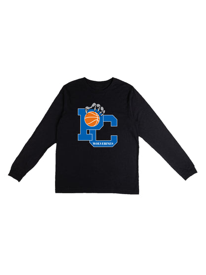 Polk County Basketball Wolverines Claws in Blue Long Sleeve T-shirt