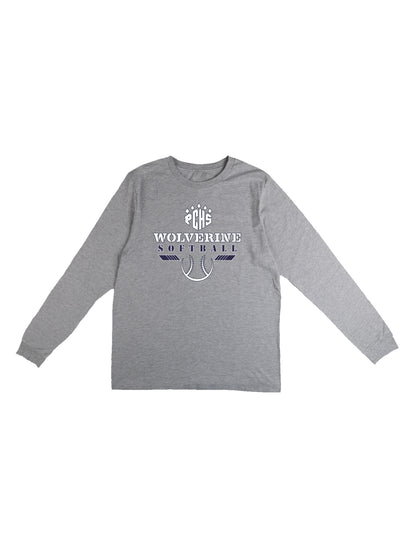 PCHS Wolverine Softball Logo Long Sleeve T-shirt