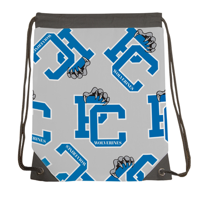 PC Wolverines Claw Logo Pattern, Blue Drawstring Gymbag