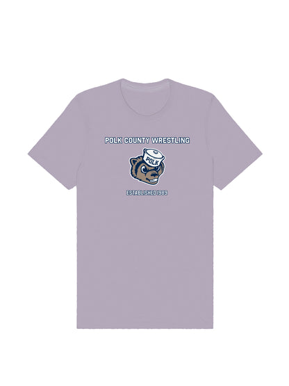 Polk County Wrestling with Mascot Design with Men Jersey Short Sleeve Tee