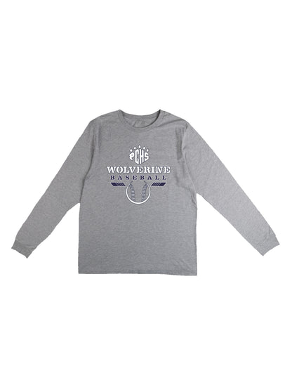 PCHS Wolverine Baseball Logo Long Sleeve T-shirt