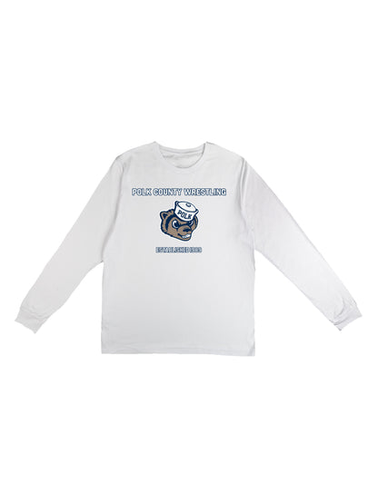 Polk County Wrestling with Mascot Design Long Sleeve T-shirt