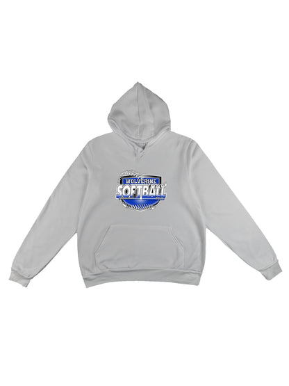 Polk County Wolverines Shield Logo in Black Softball Fleece Pullover Hoodie