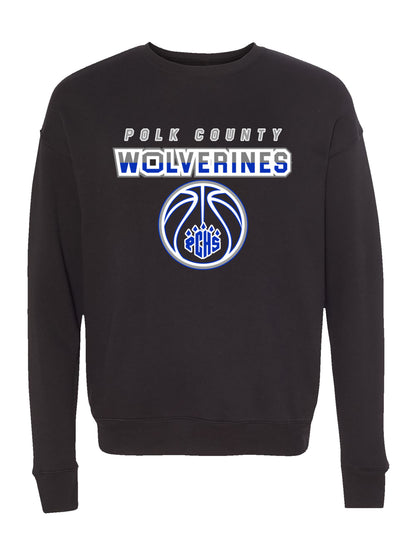 Polk County Wolverines Basketball Design with PCHS Paw Fleece Sweatshirt