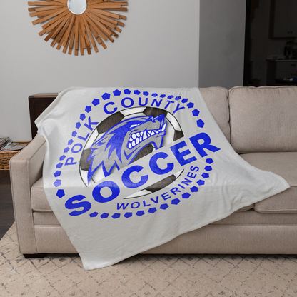 Polk County Wolverine Soccer Blue Logo 50"x60" Fleece Blanket