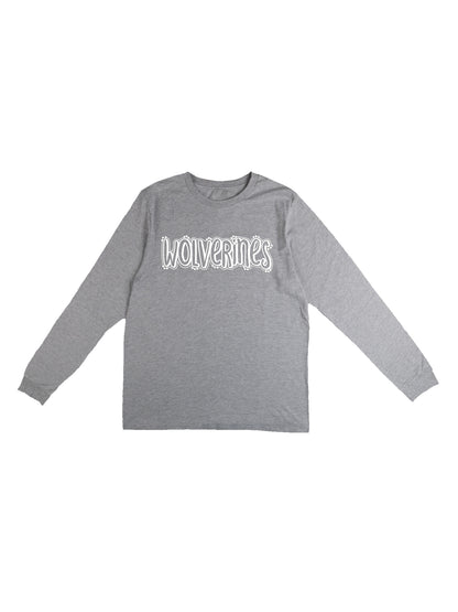 Wolverines Curly Logo Design Long Sleeve T-shirt