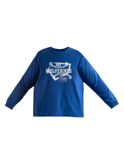 Polk County Schools Wolverines Homeplate White Logo Long Sleeve T-shirt
