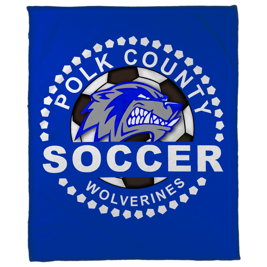 Polk County Wolverines Soccer White Logo 50"x60"Fleece Blanket