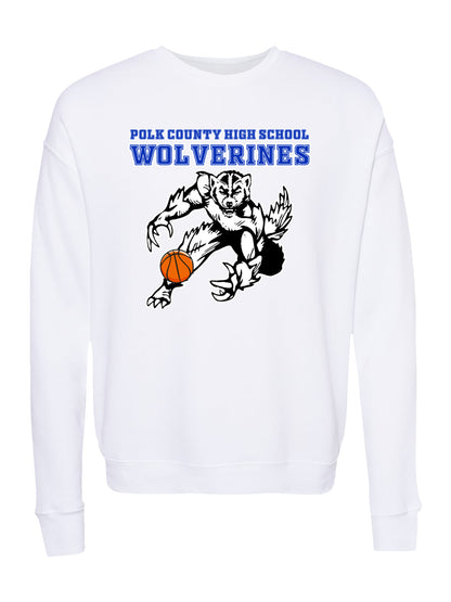 PCHS Wolverines Basketball Mascot with Ball Design Unisex Fleece Sweatshirt