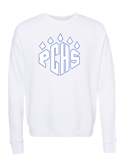 PCHS Paw Logo in White Fleece Sweatshirt