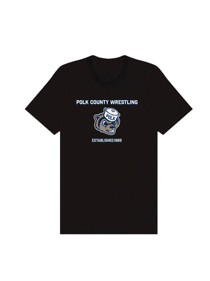 Polk County Wrestling with Mascot Design with Men Jersey Short Sleeve Tee