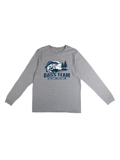 PCHS Bass Team Fishing Scene Design Long Sleeve T-shirt