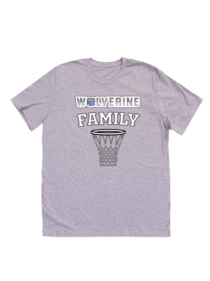 Polk County "Wolverine Family" + Basketball Net Short Sleeve T-shirt
