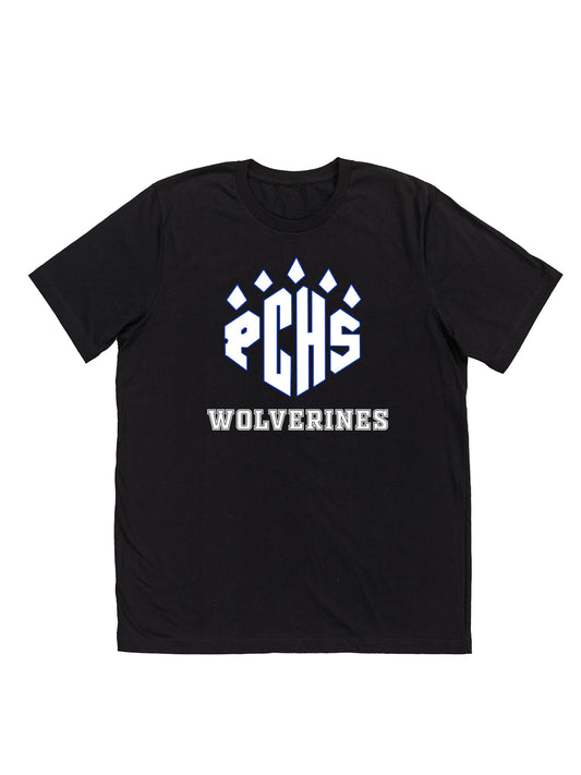 PCHS Wolverines White Paw Logo Short Sleeve T-shirt