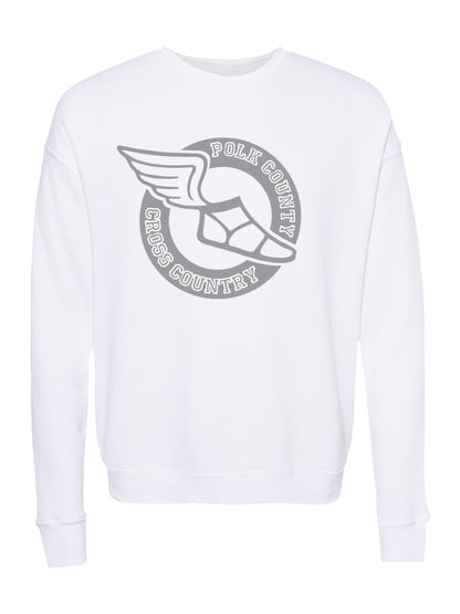 Polk County Cross Country Winged Shoe, Grey Fleece Sweatshirt