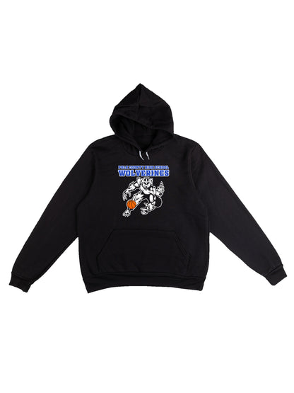 PCHS Wolverines Basketball Mascot with Ball Fleece Pullover Hoodie