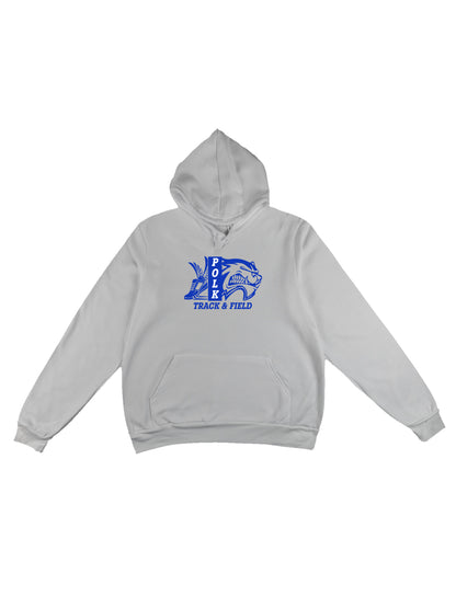 Polk County Track & Field Wolverine Head And Shoe Logo, Blue Fleece Pullover Hoodie
