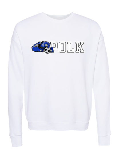 Polk County Wolverine with Soccer Ball White Logo Fleece Sweatshirt