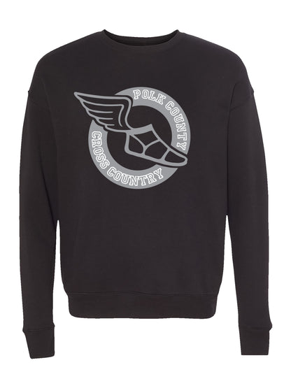 Polk County Cross Country Winged Shoe, Grey Fleece Sweatshirt