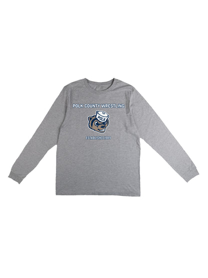 Polk County Wrestling with Mascot Design Long Sleeve T-shirt