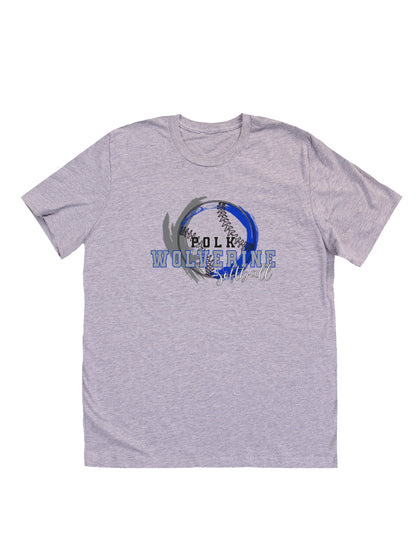 Polk County Wolverines Softball Black Stitch Short Sleeve T-shirt