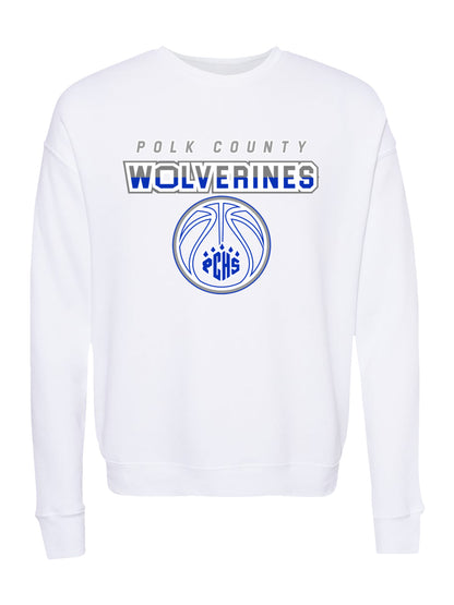 Polk County Wolverines Basketball Design with PCHS Paw Fleece Sweatshirt